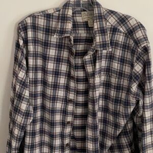 Cabela's Casual Blue and White Plaid Shirt